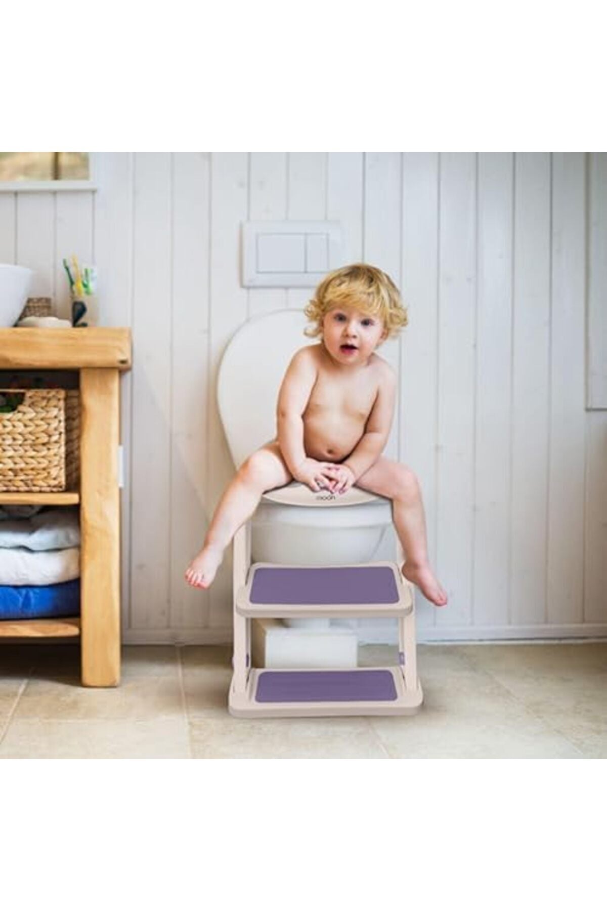 MOON Kids Step Stool Potty Trainer Seat -Pink and Purple