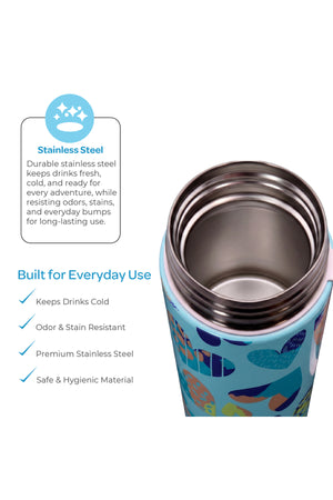 MOON Kids Water Bottle with Spray Mist | Cooling Spray | BPA-Free  Stainless Steel | Leak-Proof for School, Camping, Hiking, Outdoor Play | Boys Water Bottle |500ml