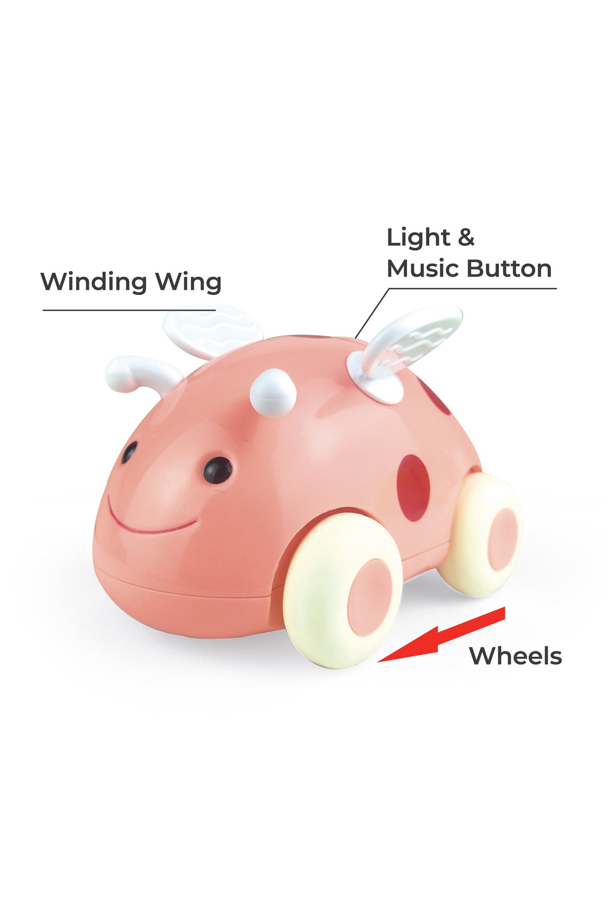 MOON Bumble Buzz Pull back toy with lights and music for 6M+ - Boys and Girls -Ladybird