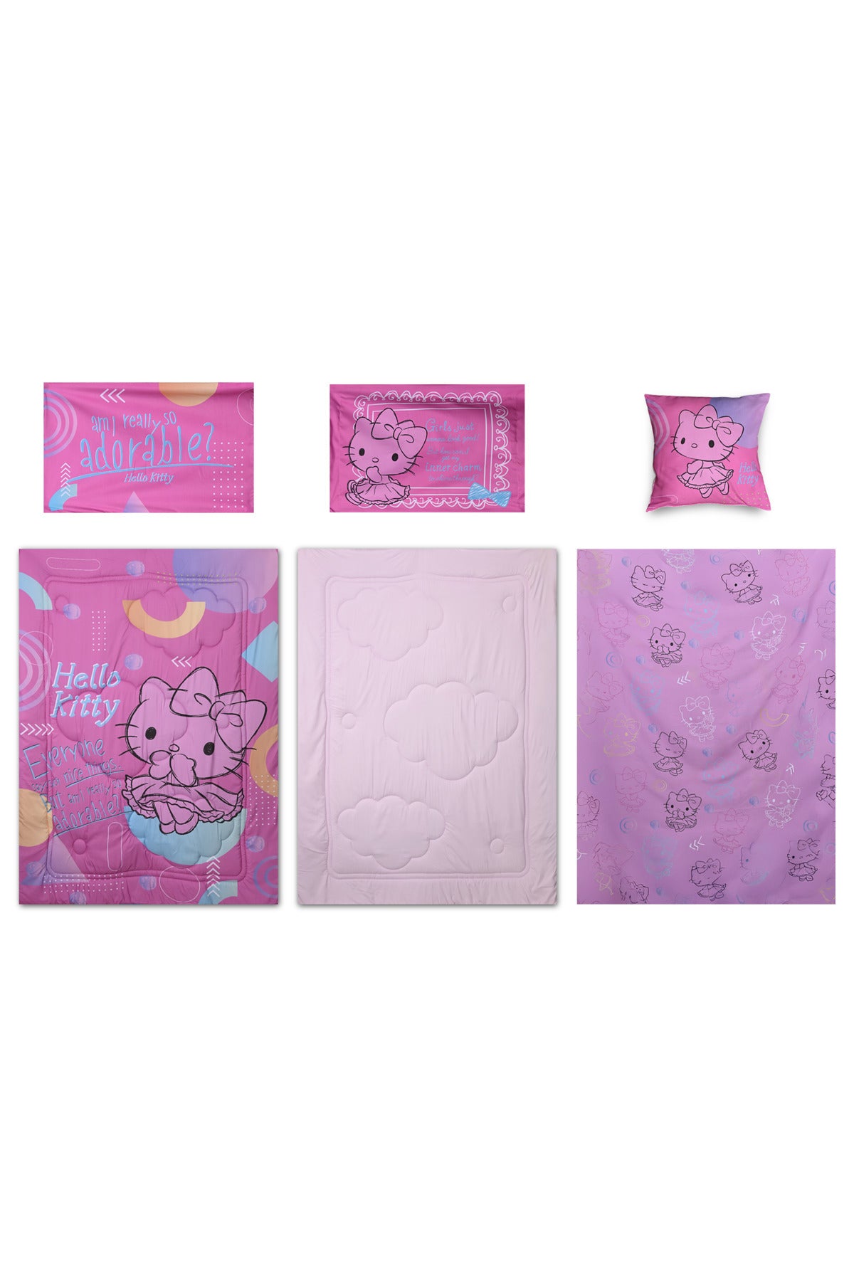Hello Kitty 5-In-1 Bnb Comforter Set, Brushed Microfiber With Polyester Shell – Pink
