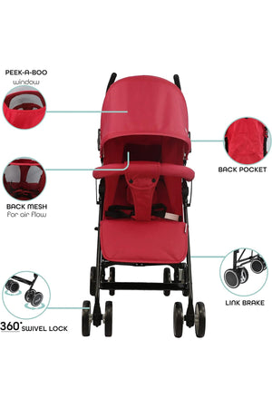 MOON Neo Plus Light Weight Travel Stroller,Fire Red