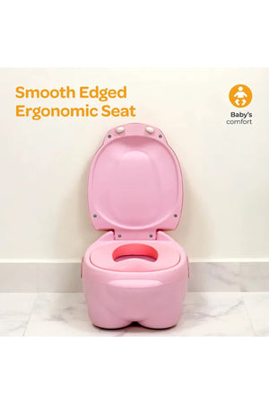 MOON Baby potty Hippo with PU Cushion  - Pink