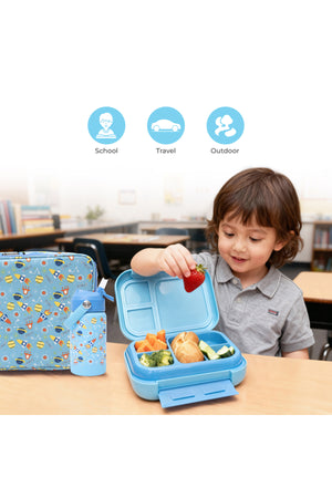 MOON Marmita Kids Lunch Box Set with Insulated Bottle & Bag – Leakproof, BPA-Free, Microwave & Dishwasher Safe – Rocket