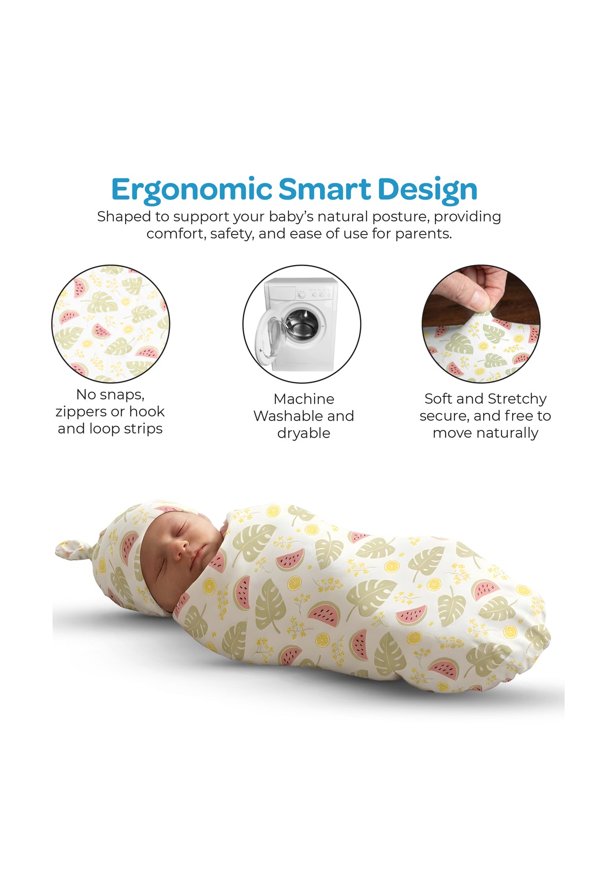 MOON Organic Cocoon and Beanie set (0 Months +)-  Melon Print