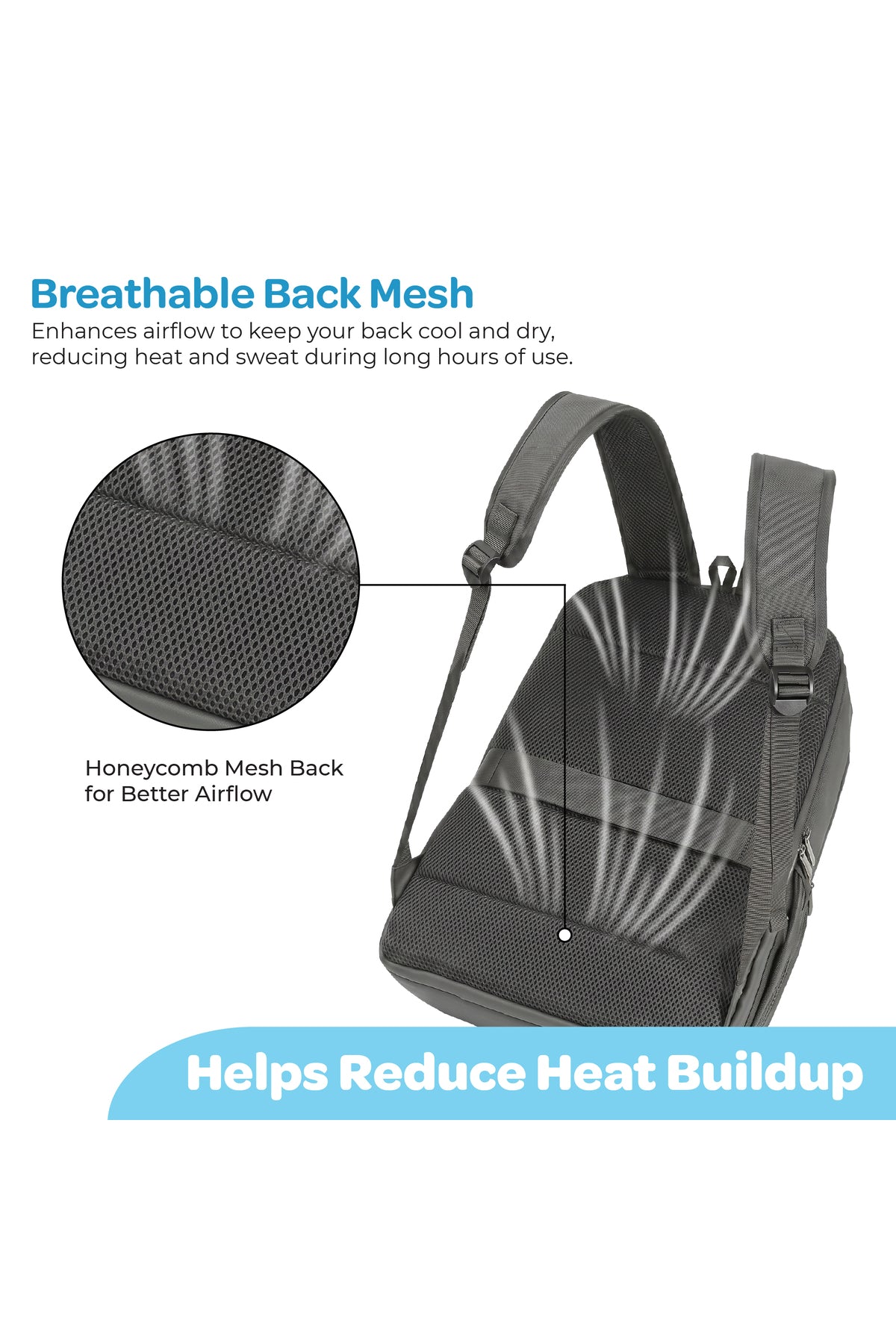 MOON School Backpack, Lightweight Backpack with Laptop Compartment-  Grey