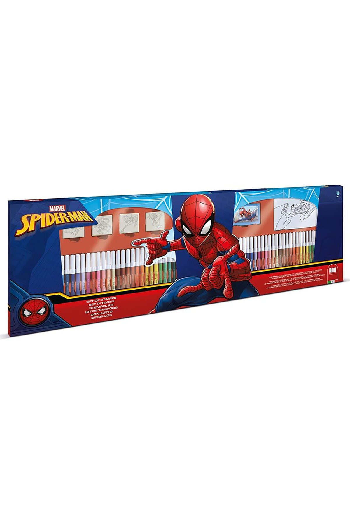 Marvel Spidey and Friends Mega Art Set – 86x54cm Case with 60 Felt Tip Pens, 10 Pencil Crayons, 10 Wax Crayons, 6 Stamps, Ink Pad, Coloring Book, Notebook & 30 Stickers