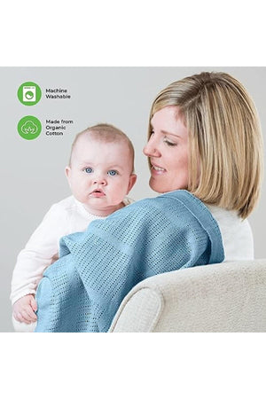 MOON Organic Cellular Blanket 75 X 100 cm – for 0 Months+ -Blue
