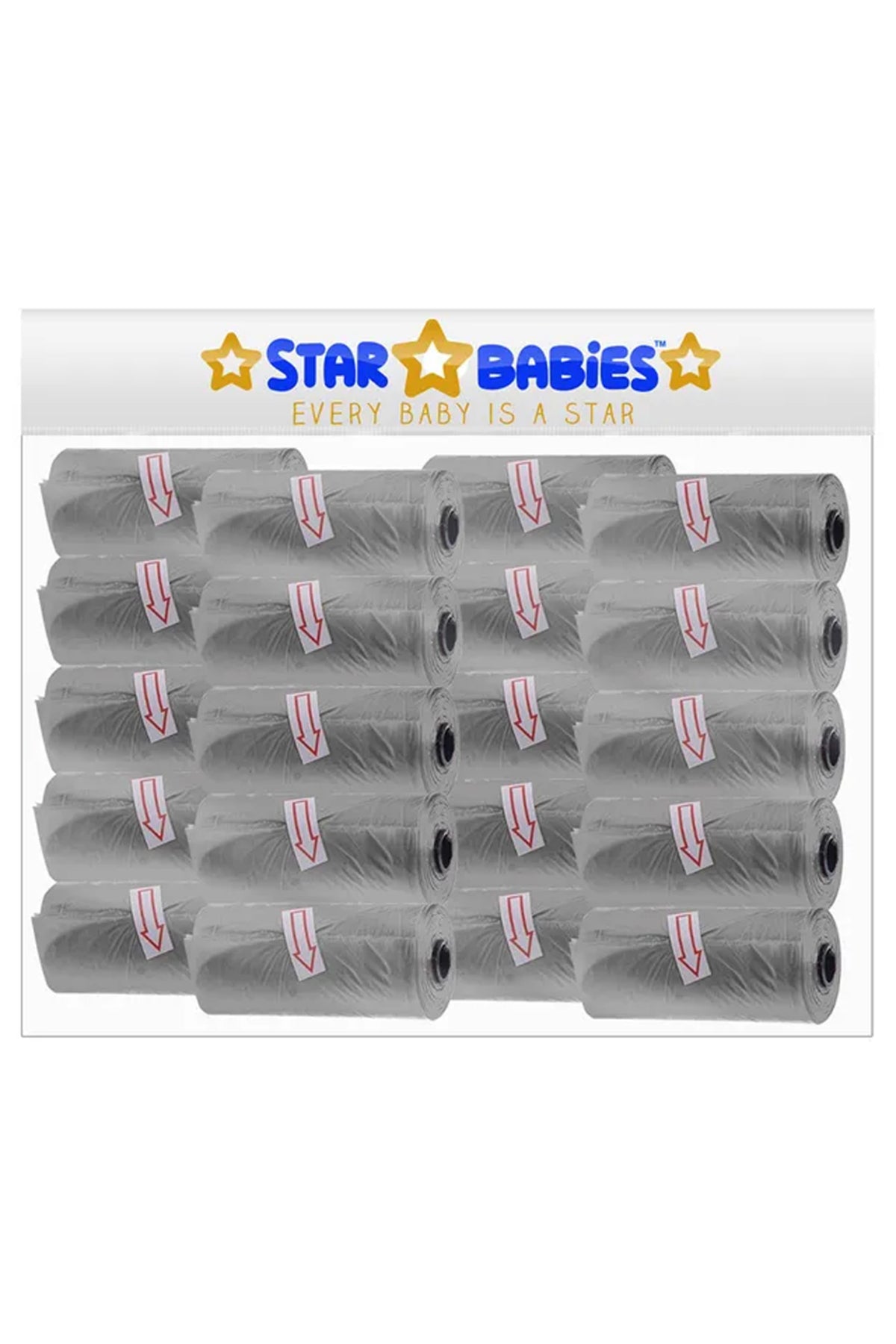 Star Babies - Scented Nappy Bag Pack of 20/300 Bags - Grey