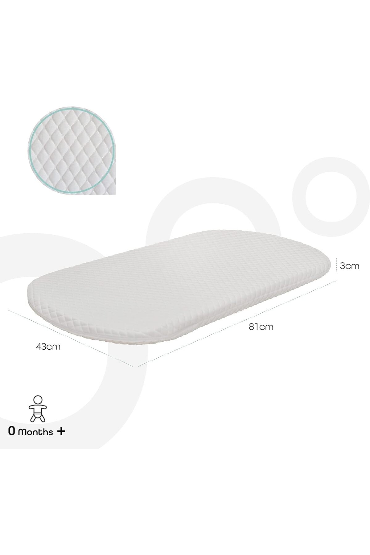 MOON  Crib & Bassinet mattress - toddler mattress, removable cover-  0m+, White