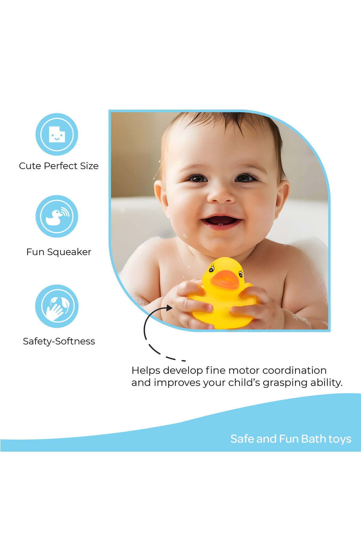 Moon  Splash and Play Baby Bath Toys with Squeaker for Toddlers -Pack of 7