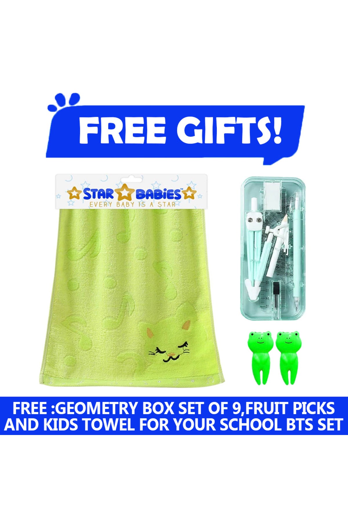 Star Babies Set of 4 – Jungle Green Theme 16" School Bag, 4-Compartment Lunch Box, Insulated Lunch Bag, 500ml Water Bottle