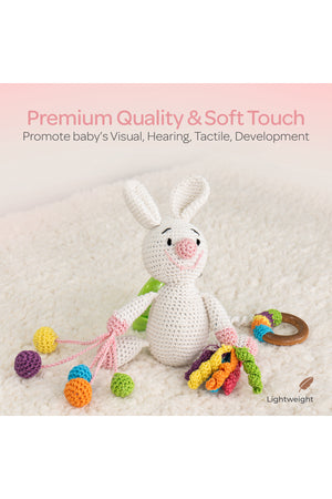 MOON Handcrafted Crochet Toy with Cuddle Ring & Clip Hanger-Bunny