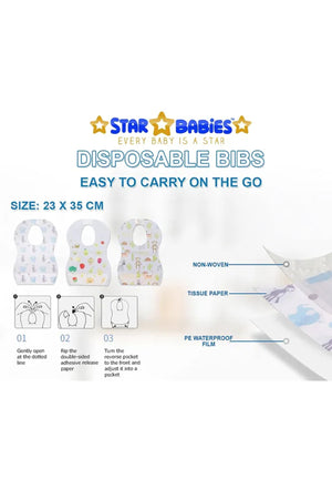 Star Babies - Disposable Bibs - Pack Of 24 - Animal