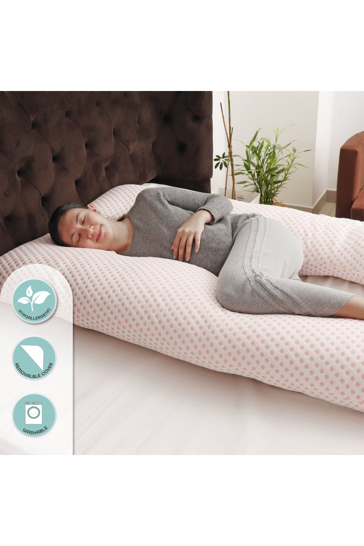 MOON  Full Body Pregnancy Pillow U-Shaped -pink