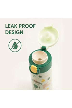 Cocobee 500Ml Green Stainless Steel Insulated Water Bottle – Leakproof, Odour-Free, With Soft Handle Grip (Age 3+)-Green