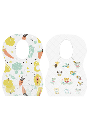 Star Babies - Disposable Bibs - Pack of 50 - Animal Print/Fruits Print