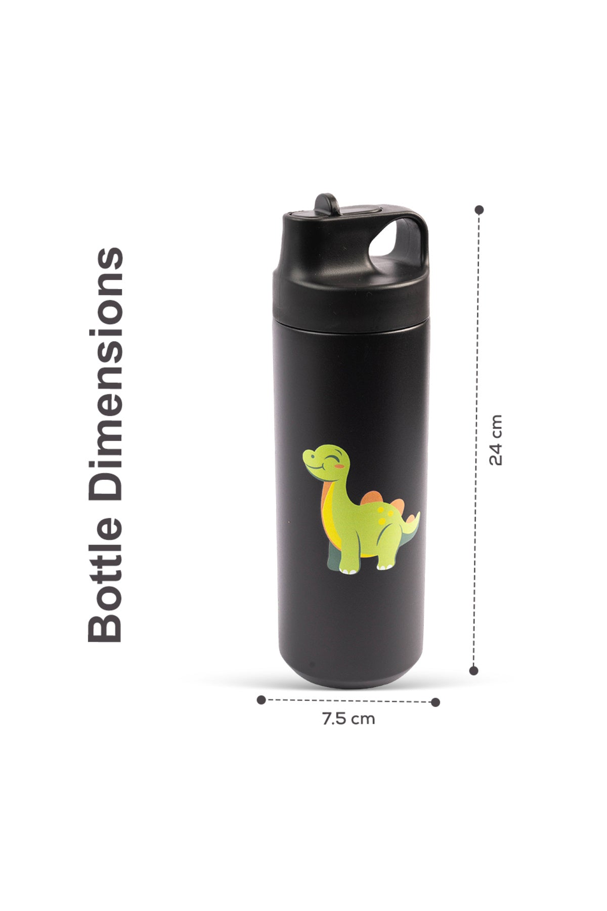 Cocobee 550Ml Black Stainless Steel Vacuum Flask – Leakproof, Odour-Free, Food Grade, For Kids 3+(Black)