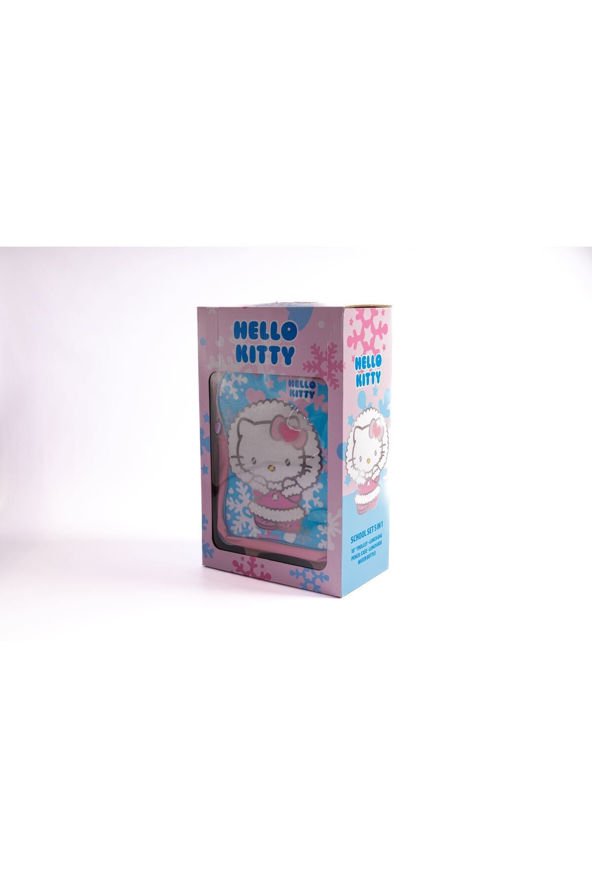 Hello Kitty 5-In-1 School Trolley Set With Lunch Bag, Pencil Case, Water Bottle, And Lunch Box – Pink