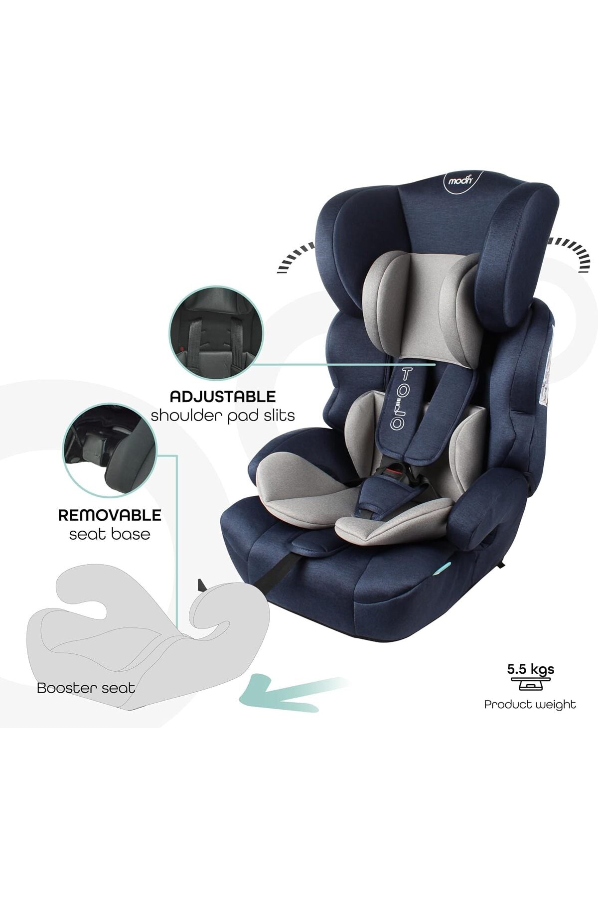 MOON Tolo - Baby/Kids Car seat (Group-1,2,3) - Navy Blue