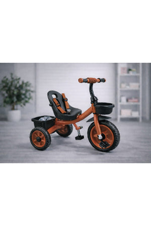 StarMarz Toddler 3-Wheel Tricycle Ride-On Toy with Safety Seat, Cup Holder & Rear Storage Basket - Brown