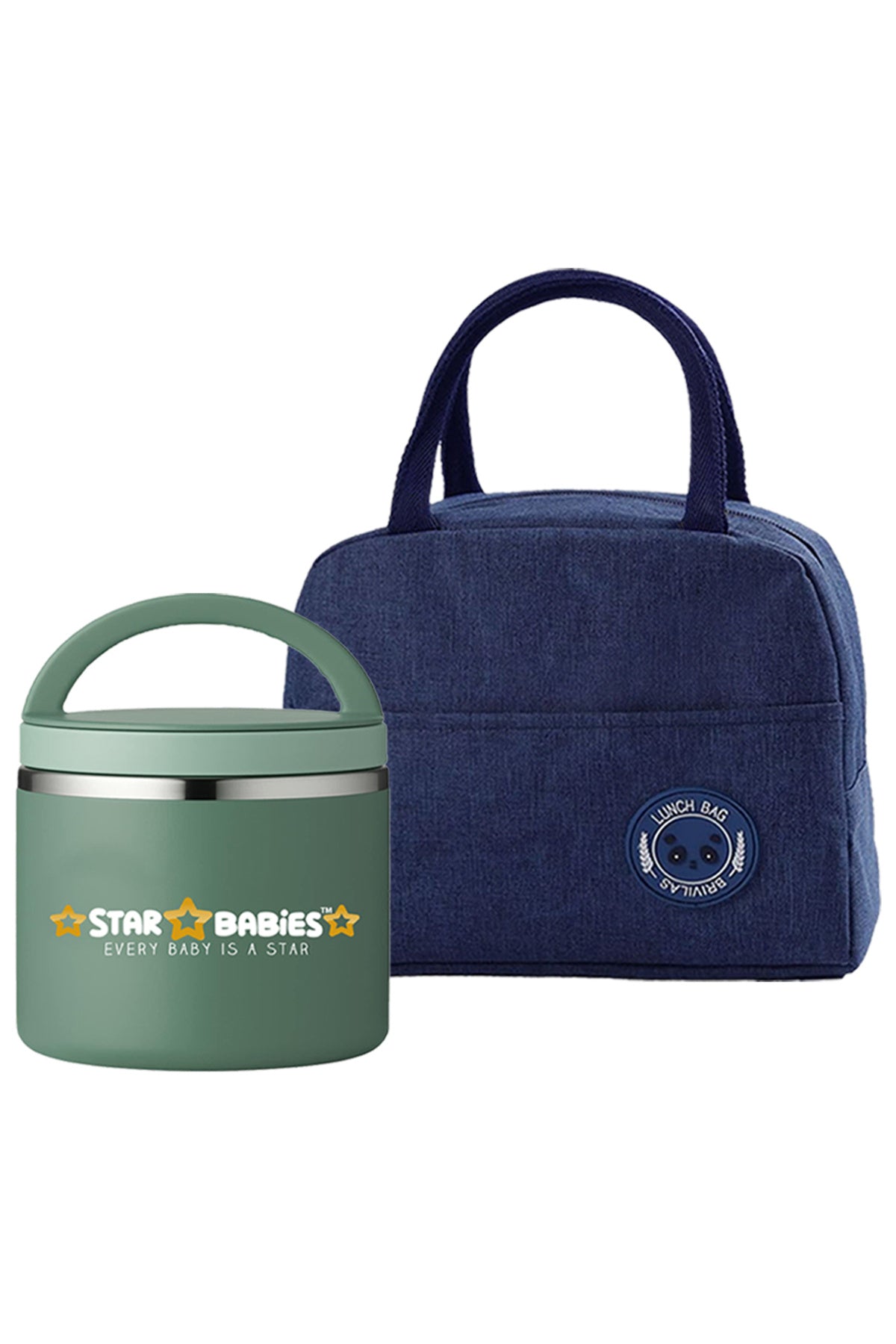 Star Babies Insulated Mini Lunch Bag with Stainless Steel Food Jar- Blue