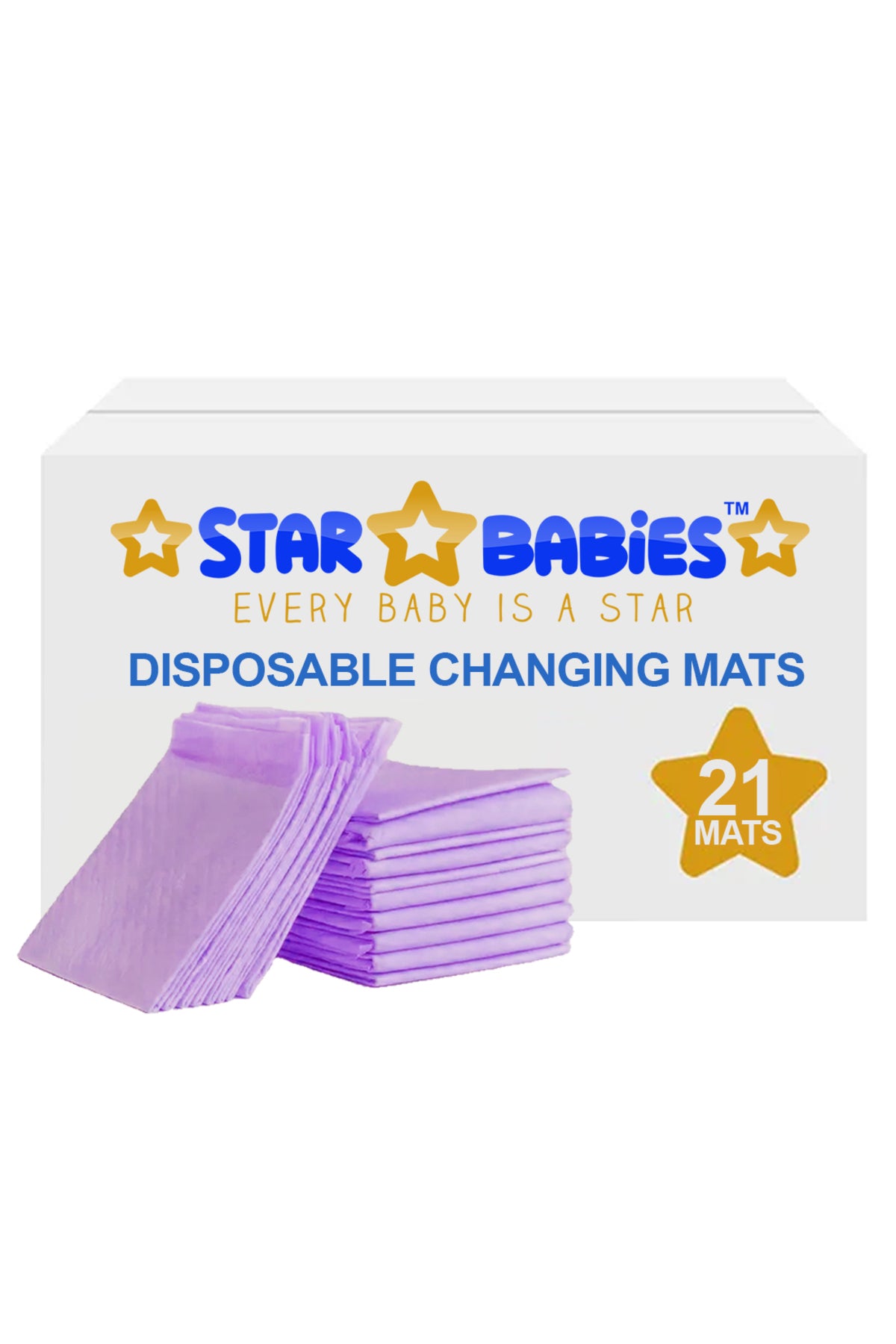Star Babies - Disposable Changing Mat - Lavender - Large - 21pcs