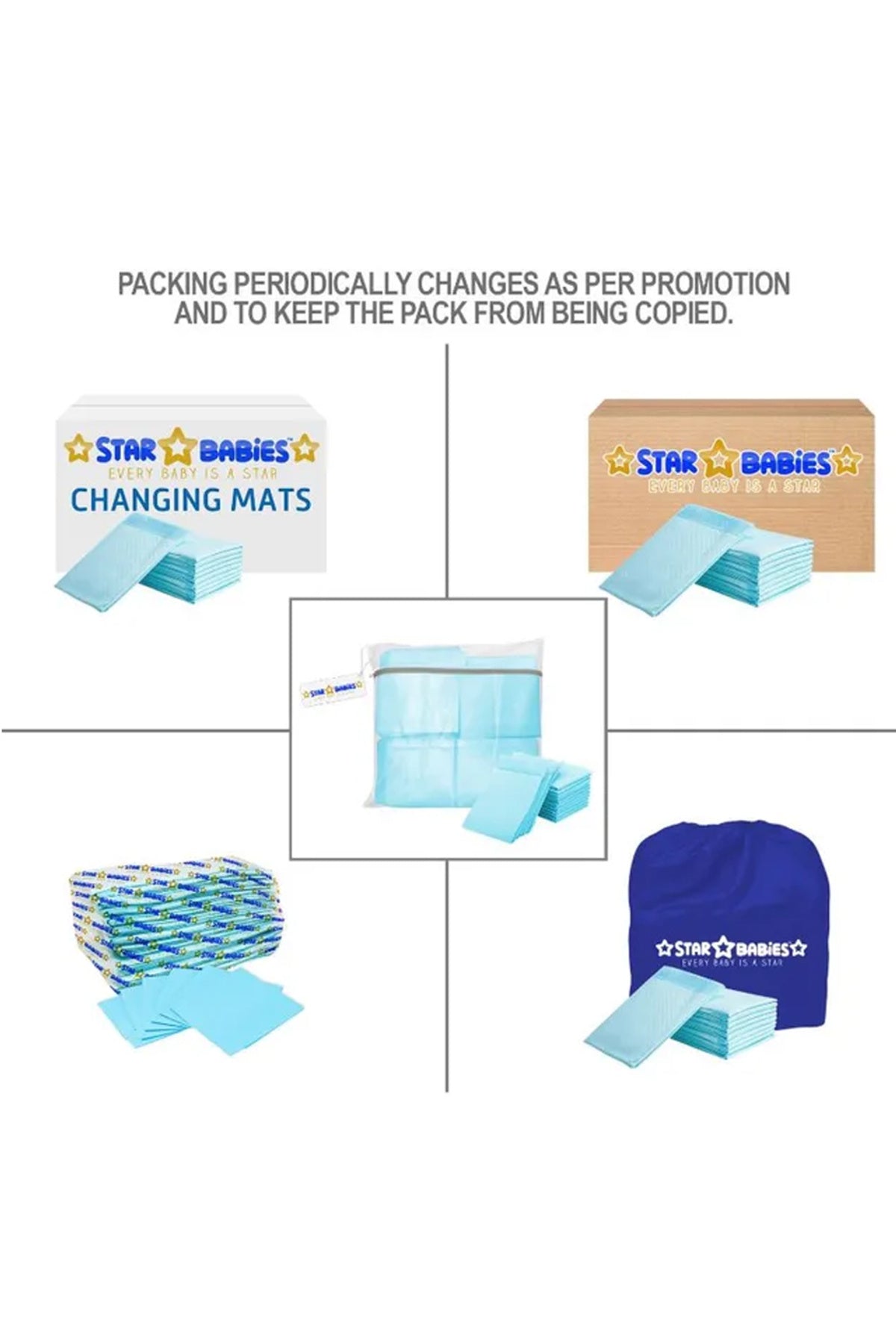 Star Babies - Disposable Changing mats (45x60cm) Large, Pack of 200 - Blue