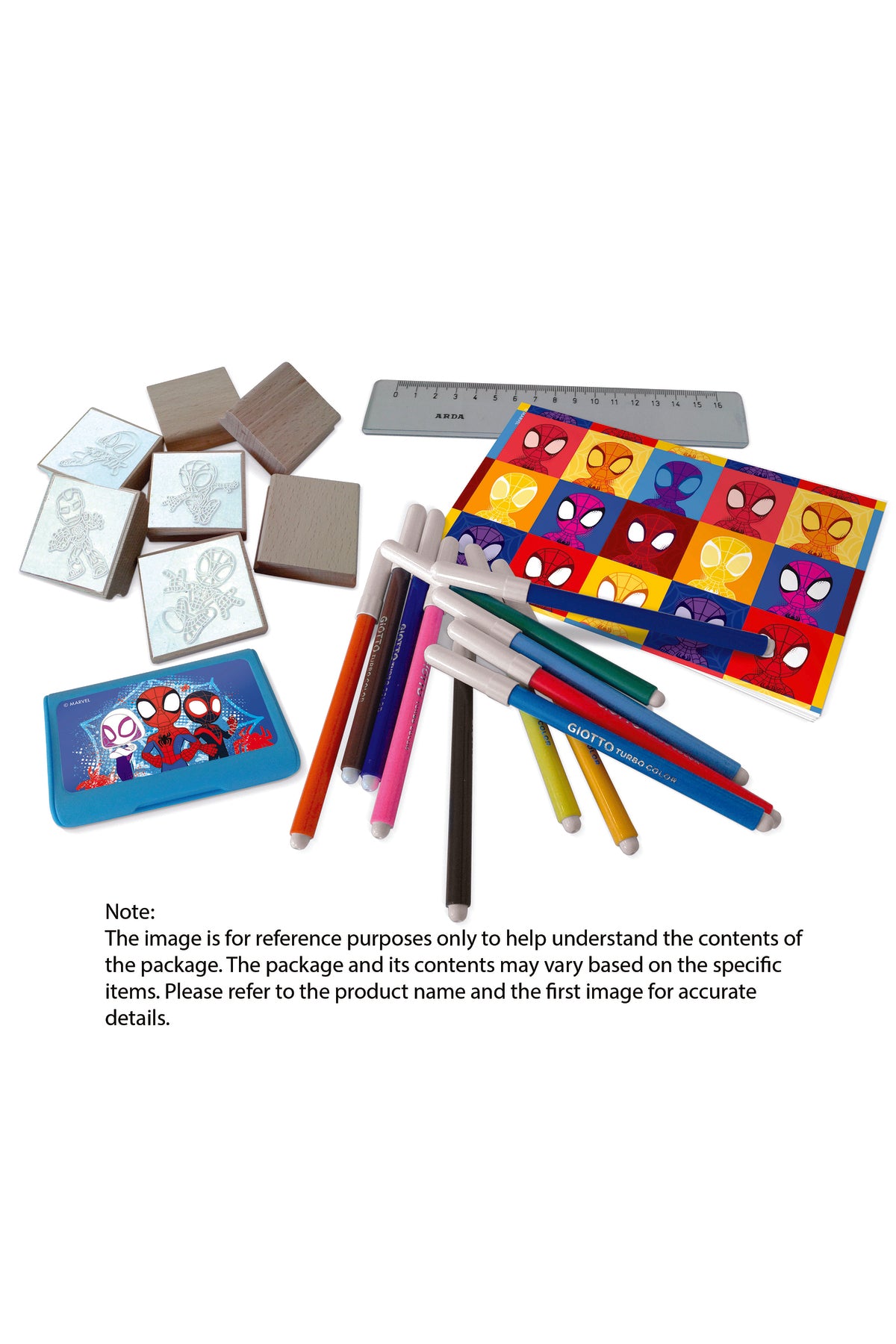 Title:
Marvel Spidey and Friends Mega Coloring & Stationery Set | 60 Felt Tip Pens, Crayons, Stamps, Ink Pad, Notebook, Stickers & Coloring Book | Kids Art Set