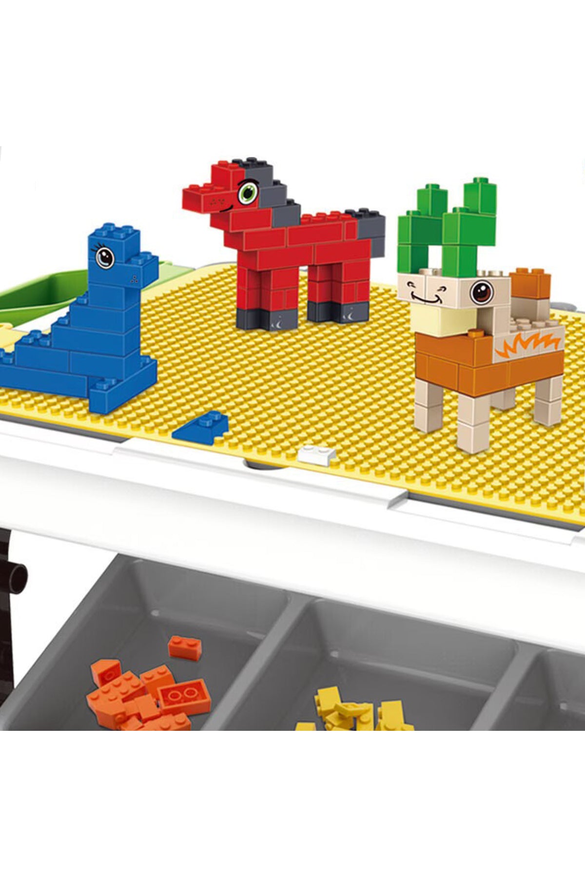 Kikibebe 300-Piece Building Block Table – Combines Building Blocks, Study Desk & Play Surface – Multicolor
