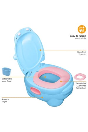 MOON Baby potty Hippo with PU Cushion  - Blue