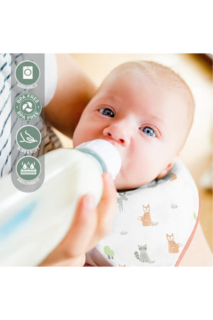 MOON Organic Muslin Bibs. ( PK -2) Forest & peach