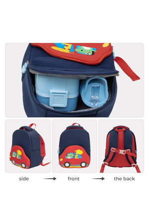 MOON Kids Backpack  – Comfy 3D Design,Padded Straps, Waterproof-Perfect for Preschool, Nursery, Snacks & Lunchbox-Car