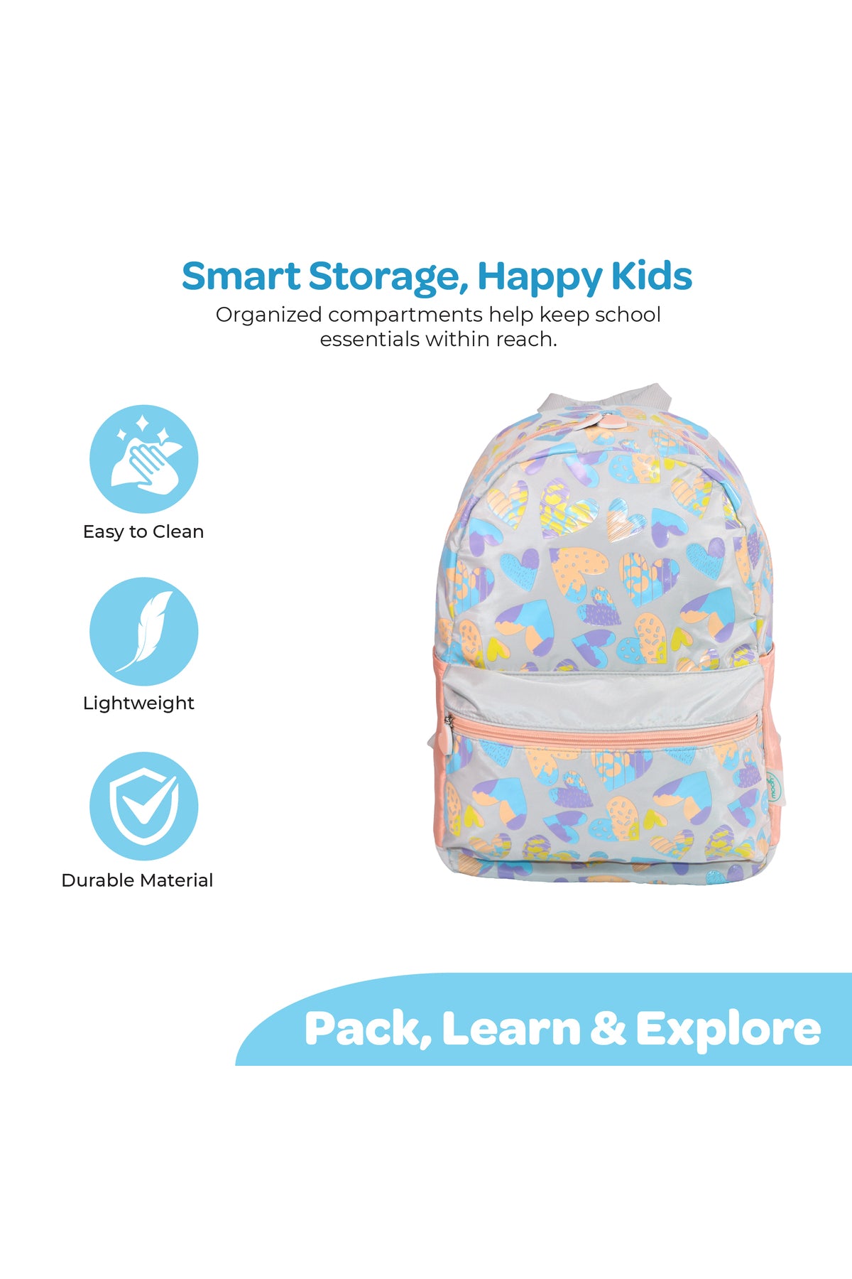 MOON  3 in 1 Kids Backpack  Set   - (16-Inch) Premium Kids School Bag with Lunch Bag & Pencil Case-Pink