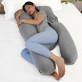 MOON Organic U Shaped Maternity Pillow with Detachable Back Support-Light Grey