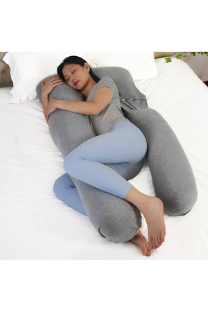 MOON Organic U Shaped Maternity Pillow with Detachable Back Support-Light Grey