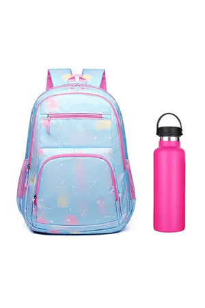 Star Babies - School Backpack With Stainless Steel Water Bottle 600ml - Pink