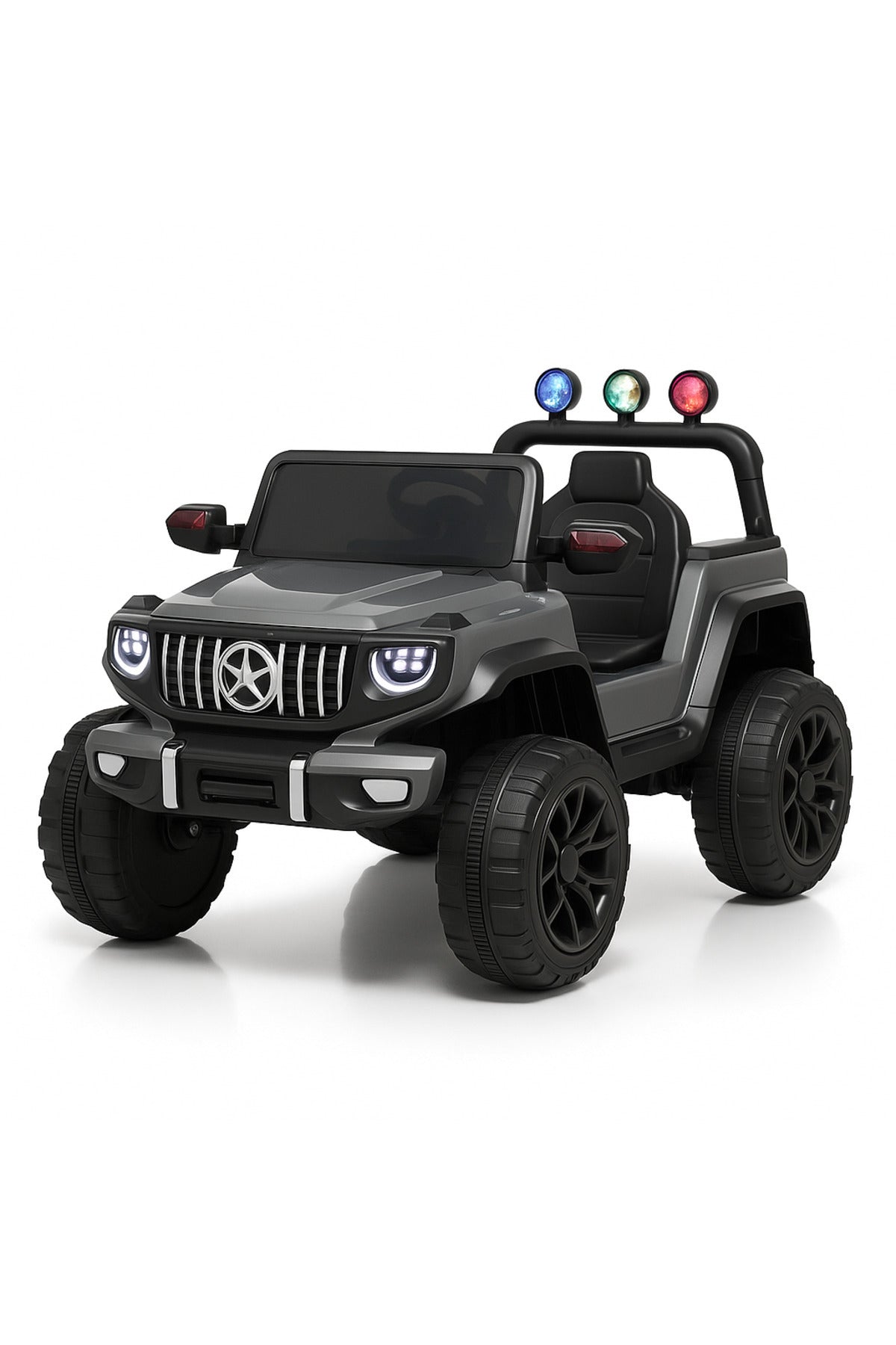 Urban Tots Luxury G-Class Ride-On Jeep for Kids – 12V Battery, Dual Motor, Music, LED Lights & Remote Control – Rechargeable Electric Car – Grey