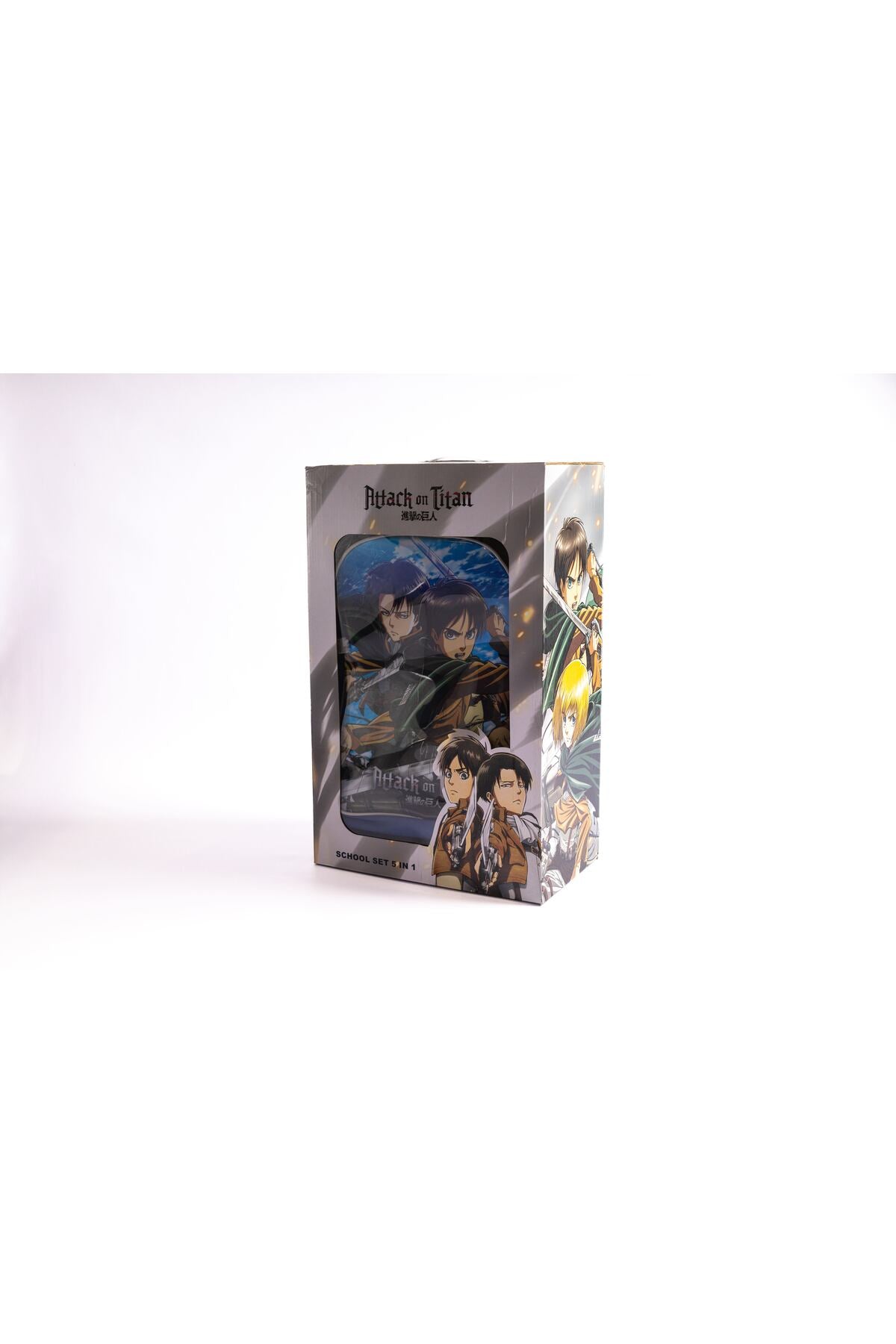 Attack On Titan 18" Trolley Bag Set With Lunch Bag, Pencil Case, Water Bottle & Lunch Box – Blue
