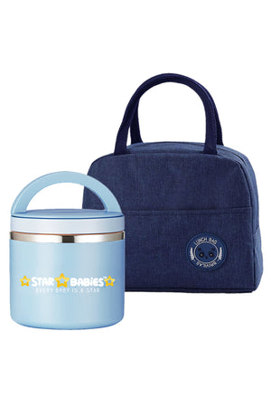 Star Babies Insulated Mini Lunch Bag with Stainless Steel Food Jar- Blue