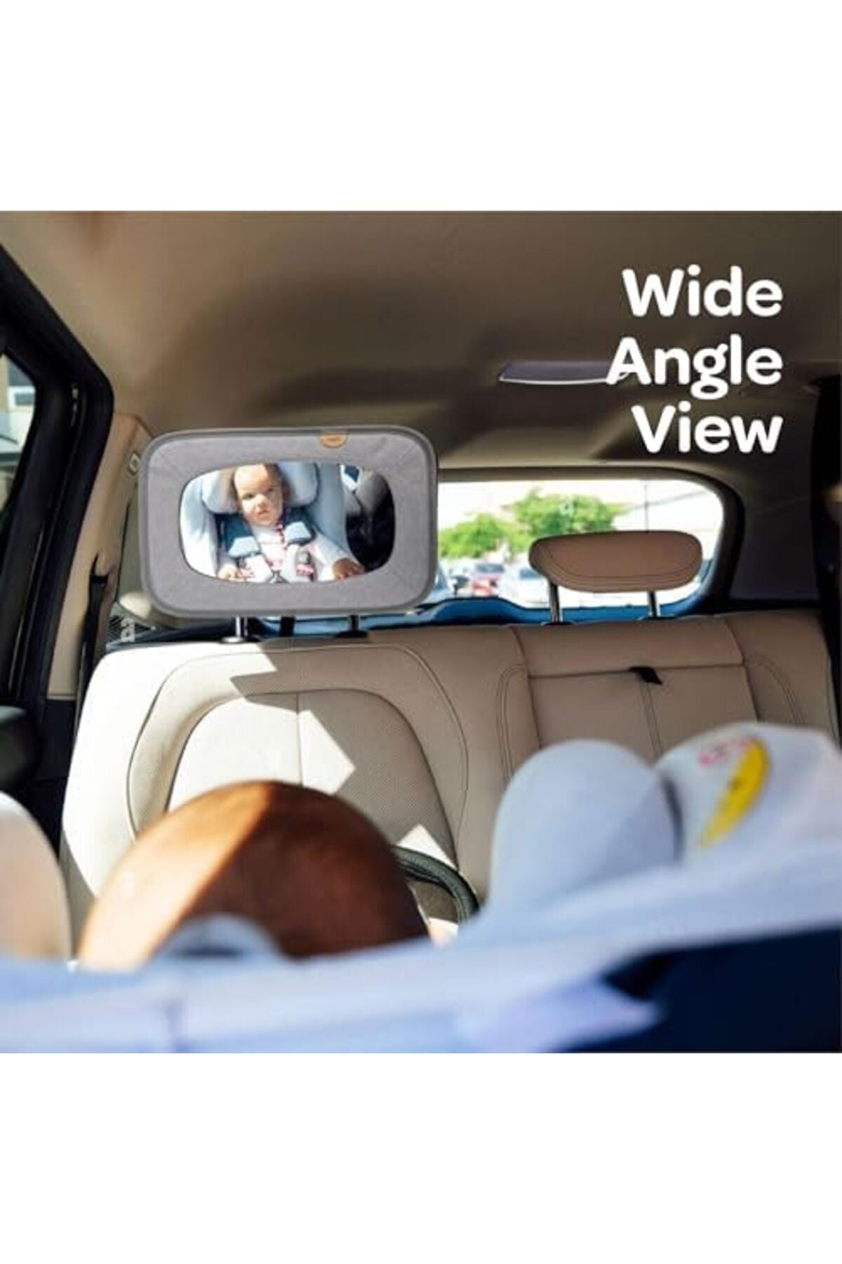 MOON Baby Back Seat Mirror - Universal Fit, Anti-Slip, 360-Degree -Grey