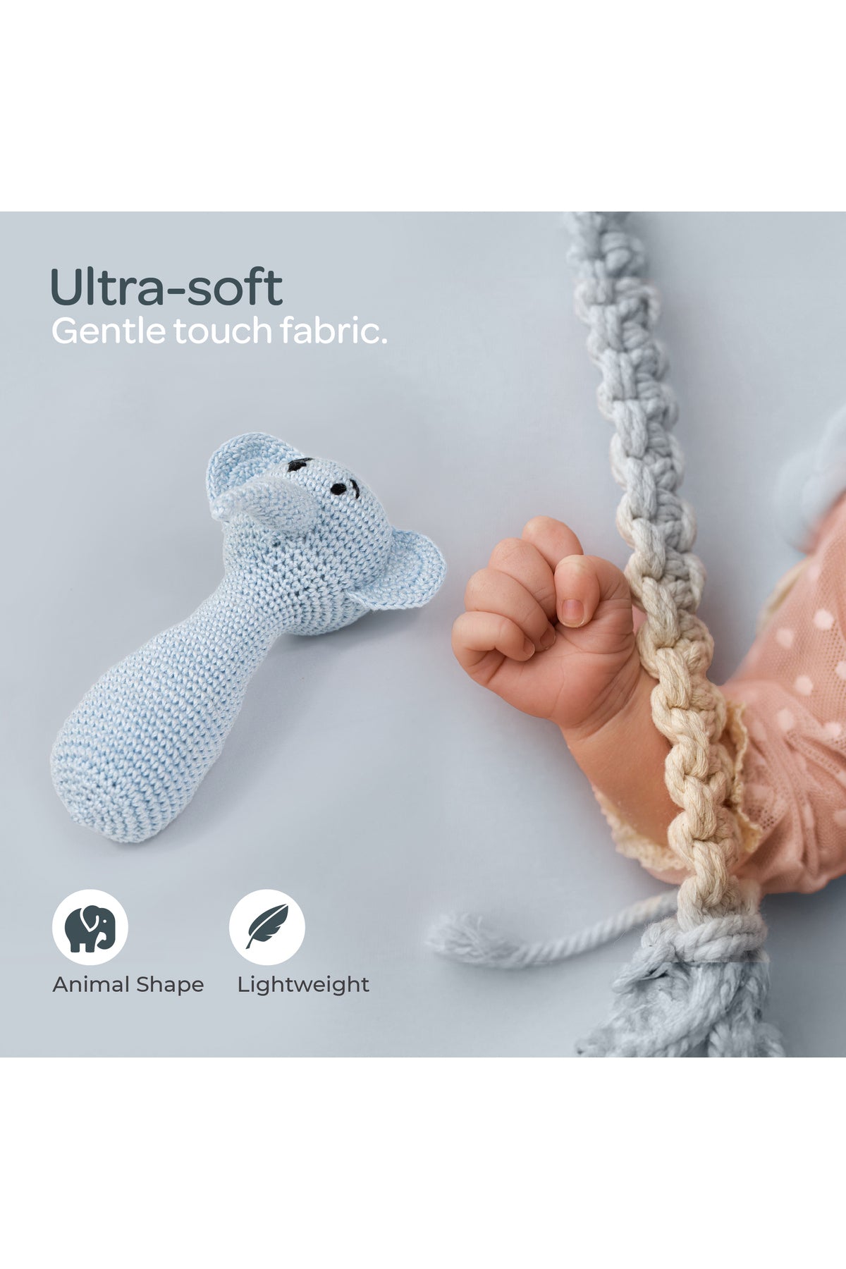 MOON Handcrafted Crochet Knitted Loop Rattle Toy-Elephant
