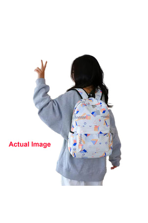 Star Babies - Preppy Style Rainbow Color School Backpack With Lunch Box Bag & Pencil Case - 3pcs Set - White