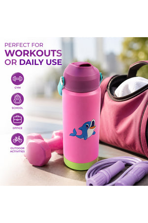 Cocobee-Insulated Stainless Steel Water Bottle, Leakproof, Soft Handle Grip, Odour Free, 500Ml, 3 Years+ – Pink