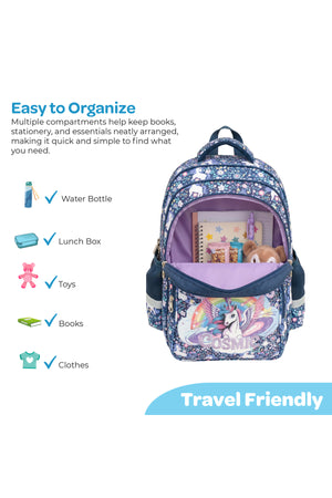 MOON  3 in 1 Kids Backpack  Set   - (16-Inch) Premium Kids School Bag with Lunch Bag & Pencil Case-Unicorn