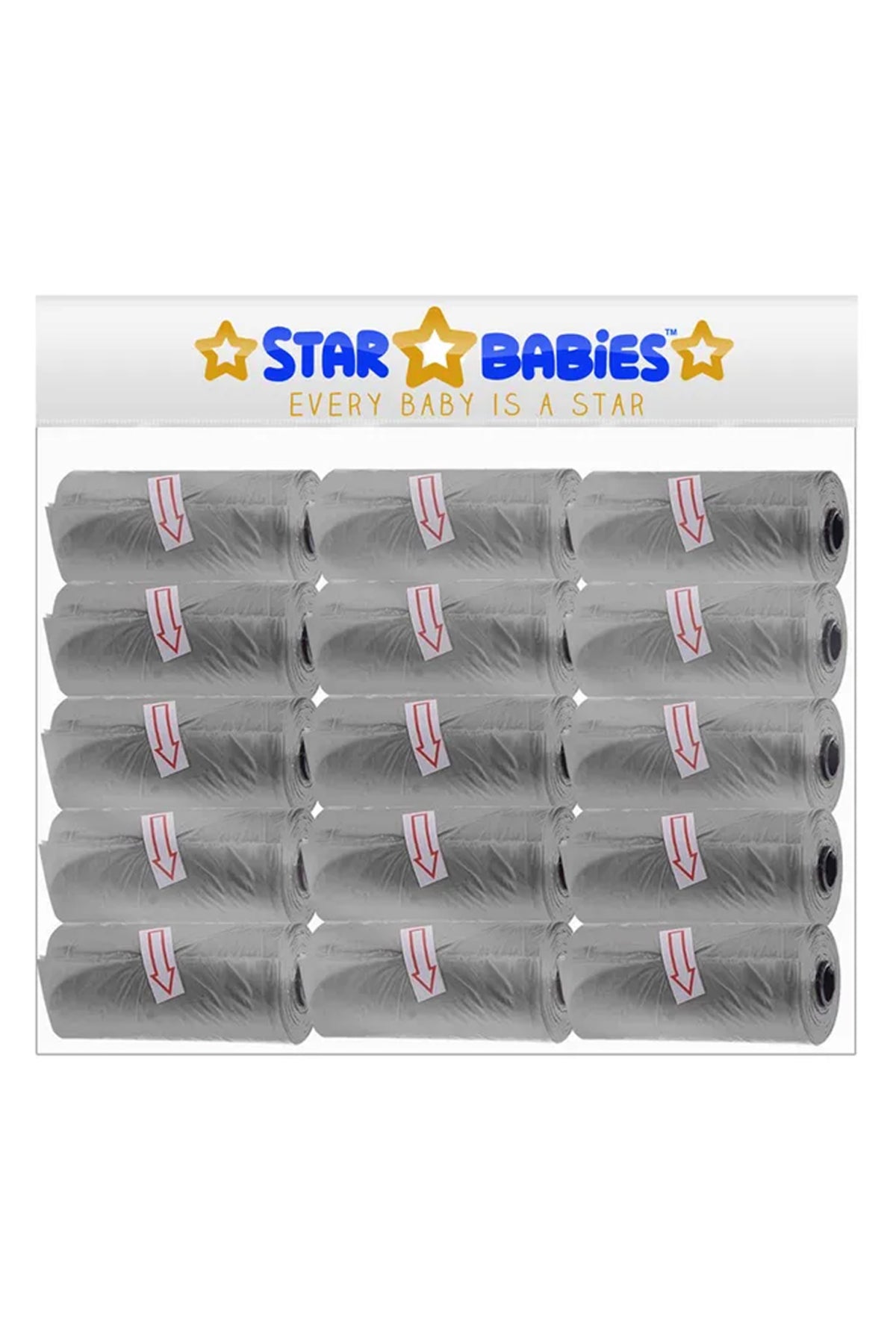 Star Babies - Scented Nappy Bag Pack of 15/225 Bags - Grey