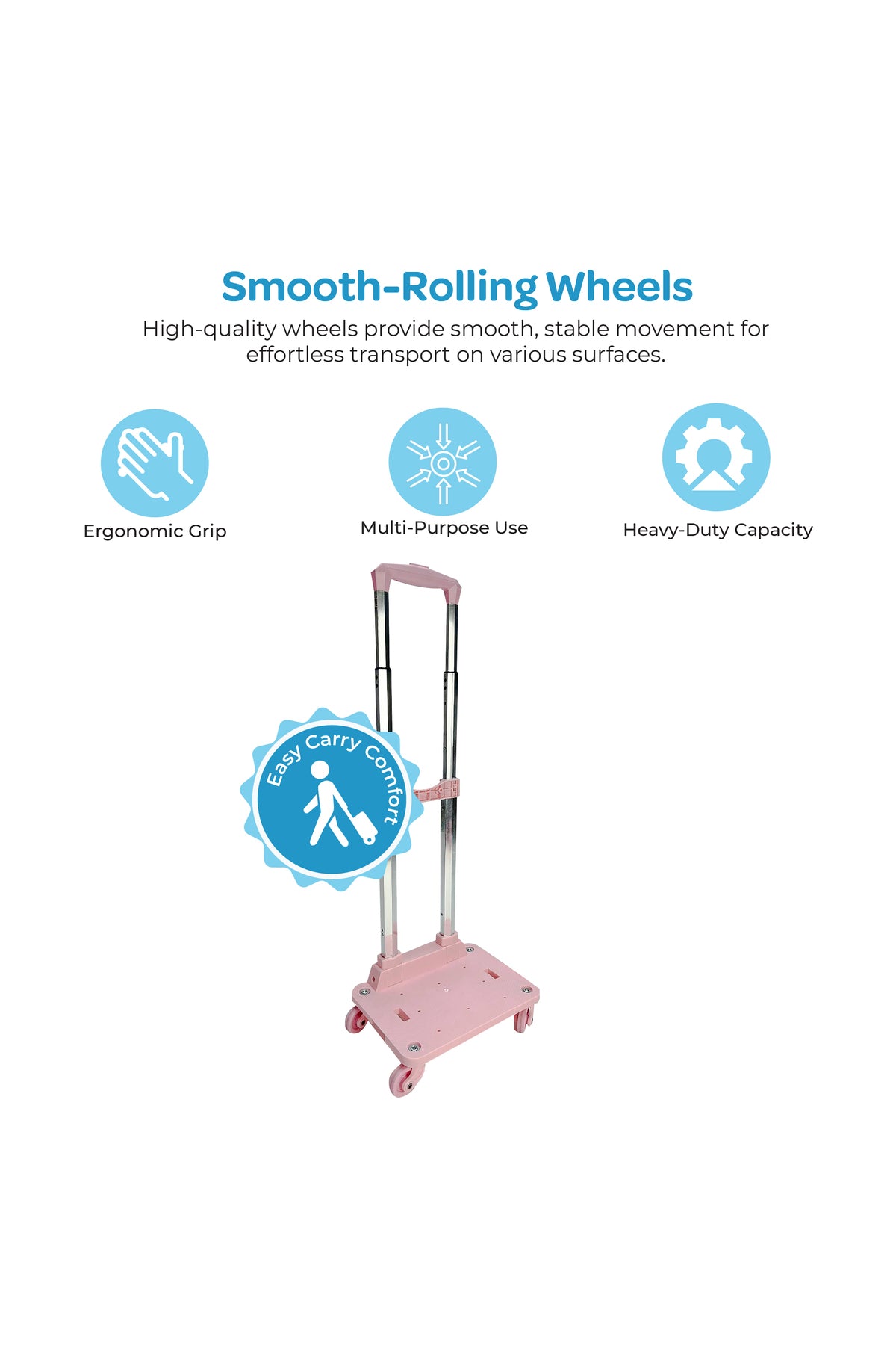 MOON 4-Wheel Trolley for 18 Inch Bags | 360° Spinner Wheels | Foldable Luggage Cart | Heavy Duty Travel Trolley | Smooth Rolling Bag Carrier | Universal Fit