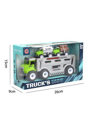 Kikibebe Friction Truck Set – 3 Pull-Back Farmer Vehicles – Green