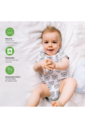 MOON Organic Baby Body Suit Set of 5 for Unisex and Boys for 6-9 Months -Grey