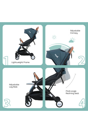 MOON Ritzi - Cabin Stroller - Black/Blue Dots