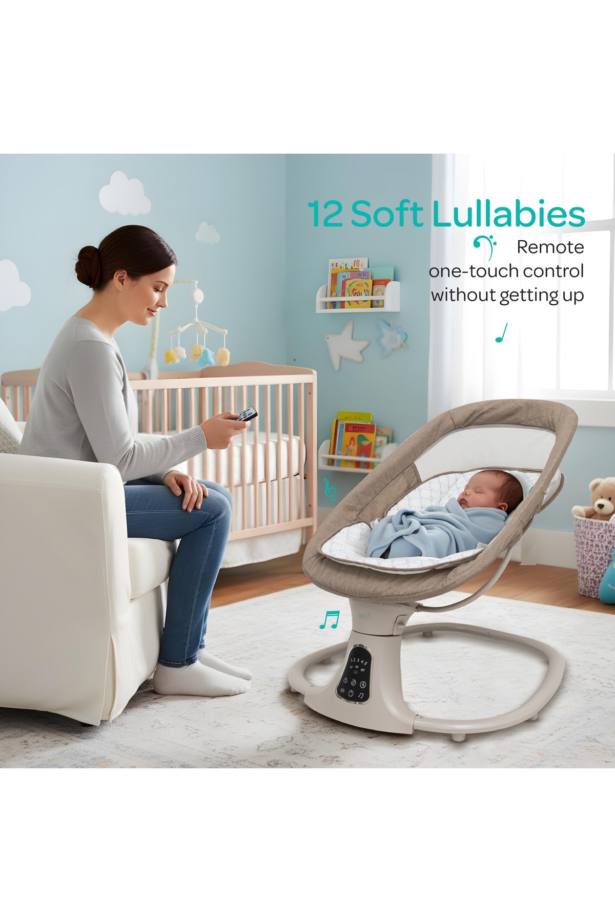 MOON  Koze Baby Swing, Holds upto 9kg. Gentle Swaying Motion-Beige